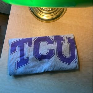 large cropped tcu grey t-shirt